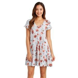 Hibluco Women Oversized Babydoll Floral Midi T-Shirt Dress - Size Small